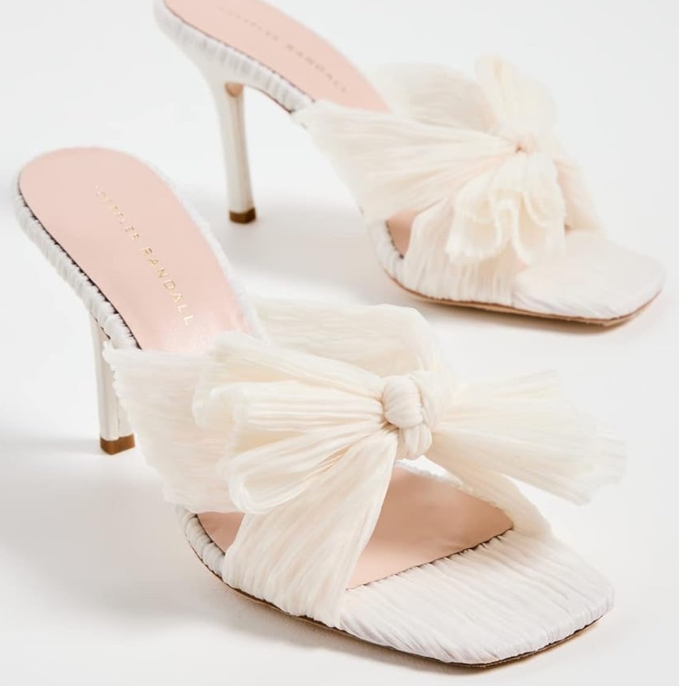 Loeffler Randall White Pleated Bow Heels